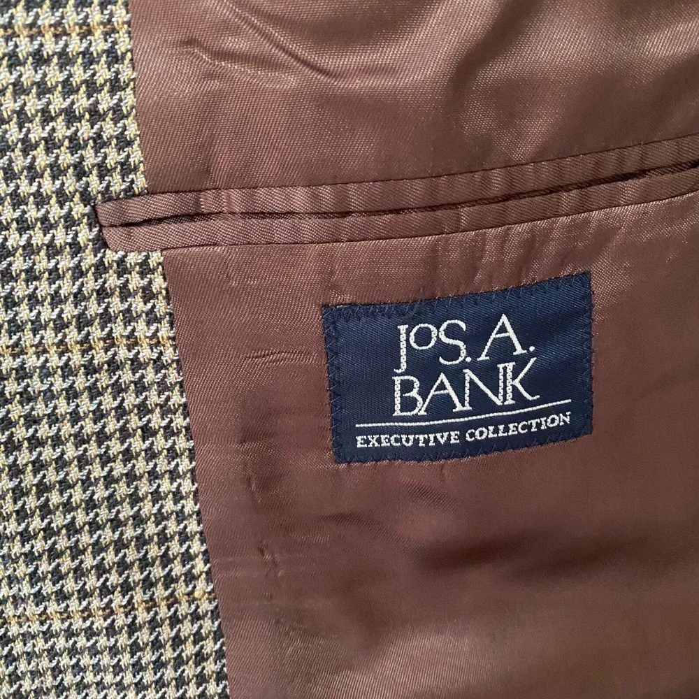 Jos A Bank Executive Wool Silk Brown Blazer Tweed Sport‎ Jacket 40R Casual